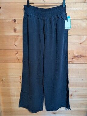 Bella Dahl Navy Wide-Leg Smocked-Waist Pants